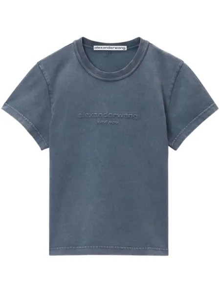 Alexander Wang футболка с логотипом-аппликацией, укороченная, синий