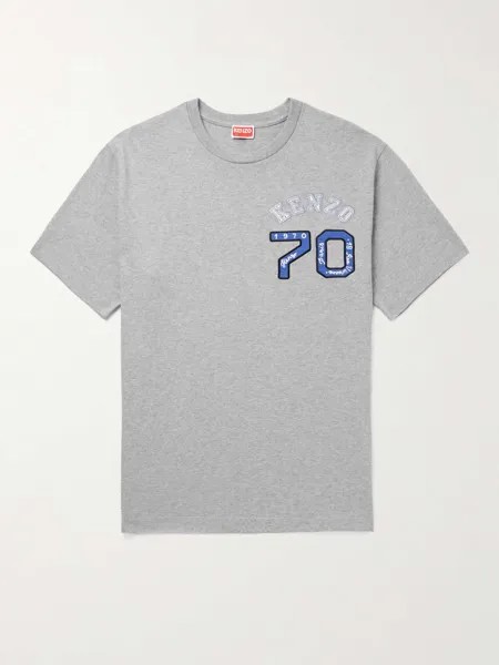 Футболка из хлопкового джерси с аппликацией логотипа KENZO, серый