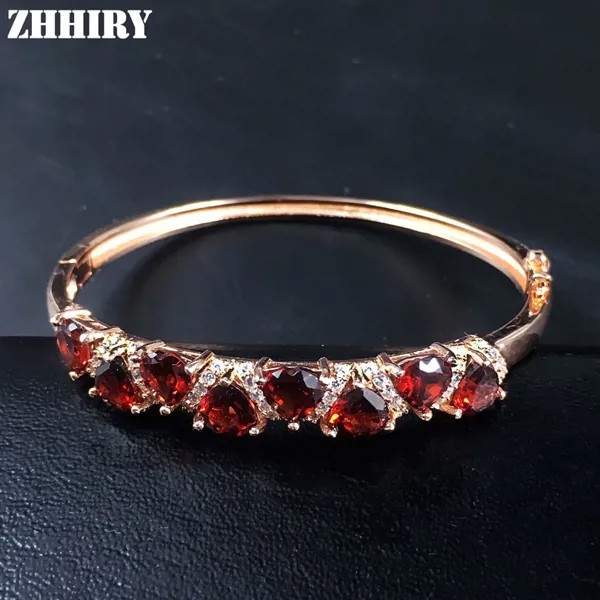 ZHHIRY натуральный гранатовый камень браслет из настоящего серебра 925 пробы женские ювелирные изделия в форме сердца