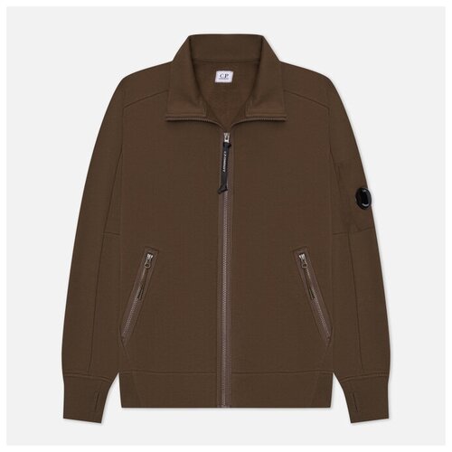 Мужская толстовка C.P. Company Full Zipped Diagonal Raised Fleece оливковый, Размер S