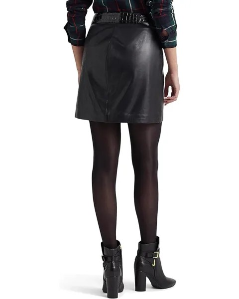 Юбка LAUREN Ralph Lauren Petite Leather Pencil Miniskirt, цвет Polo Black