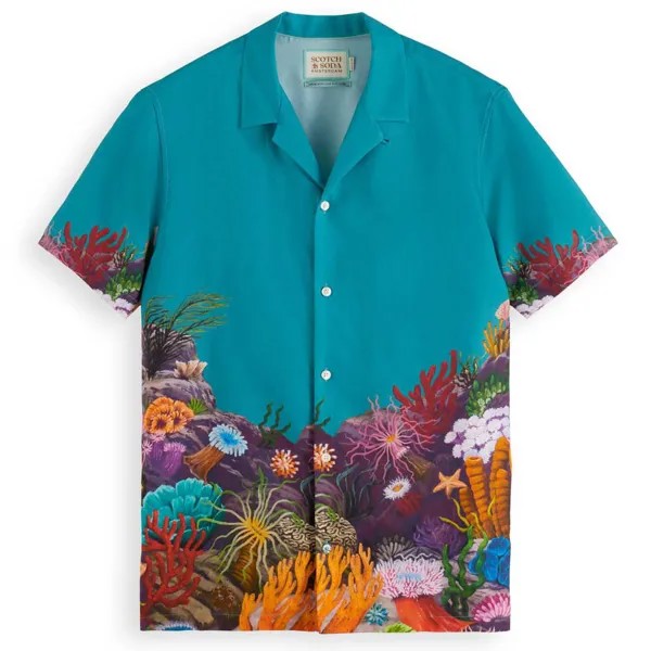Рубашка с коротким рукавом Scotch & Soda Placement Print Tencel, Разноцветный