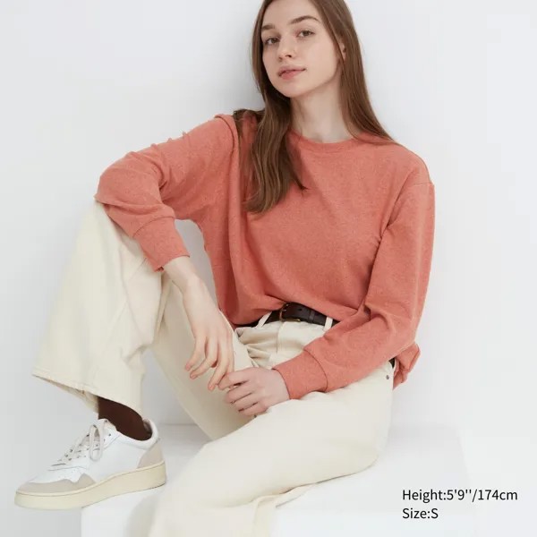 Свитшот с круглым вырезом Uniqlo, светло-оранжевый