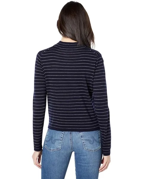 Топ Vince Striped Saddle Sleeve Pullover Top, цвет Deep Lapis/Heather Chamois