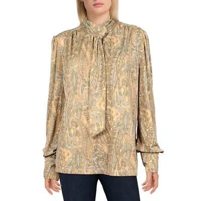Женская коричневая блузка с длинными рукавами и принтом Lauren Ralph Lauren XL BHFO 2816