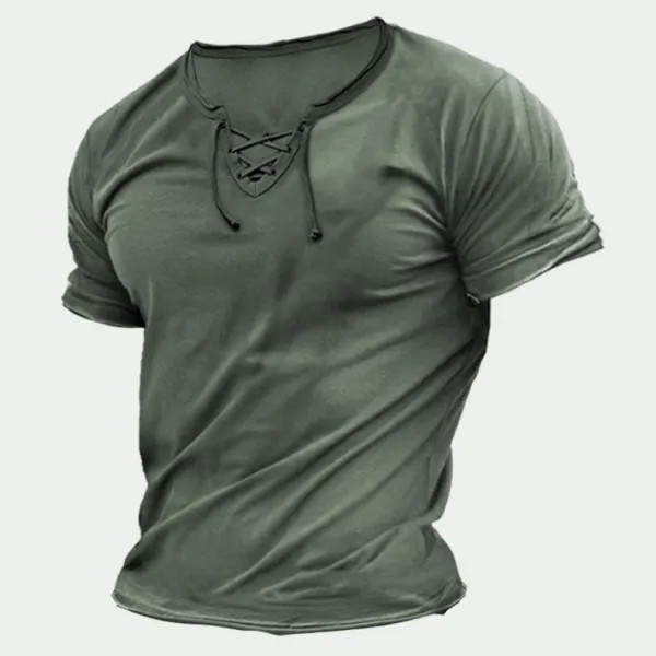Мужская винтажная тактическая футболка на шнуровке для специальной подготовки на открытом воздухе