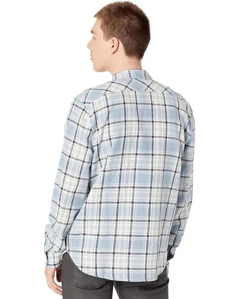 Рубашка 7 For All Mankind Long Sleeve Plaid Button-Down Shirt, цвет Sun Faded Blue Plaid