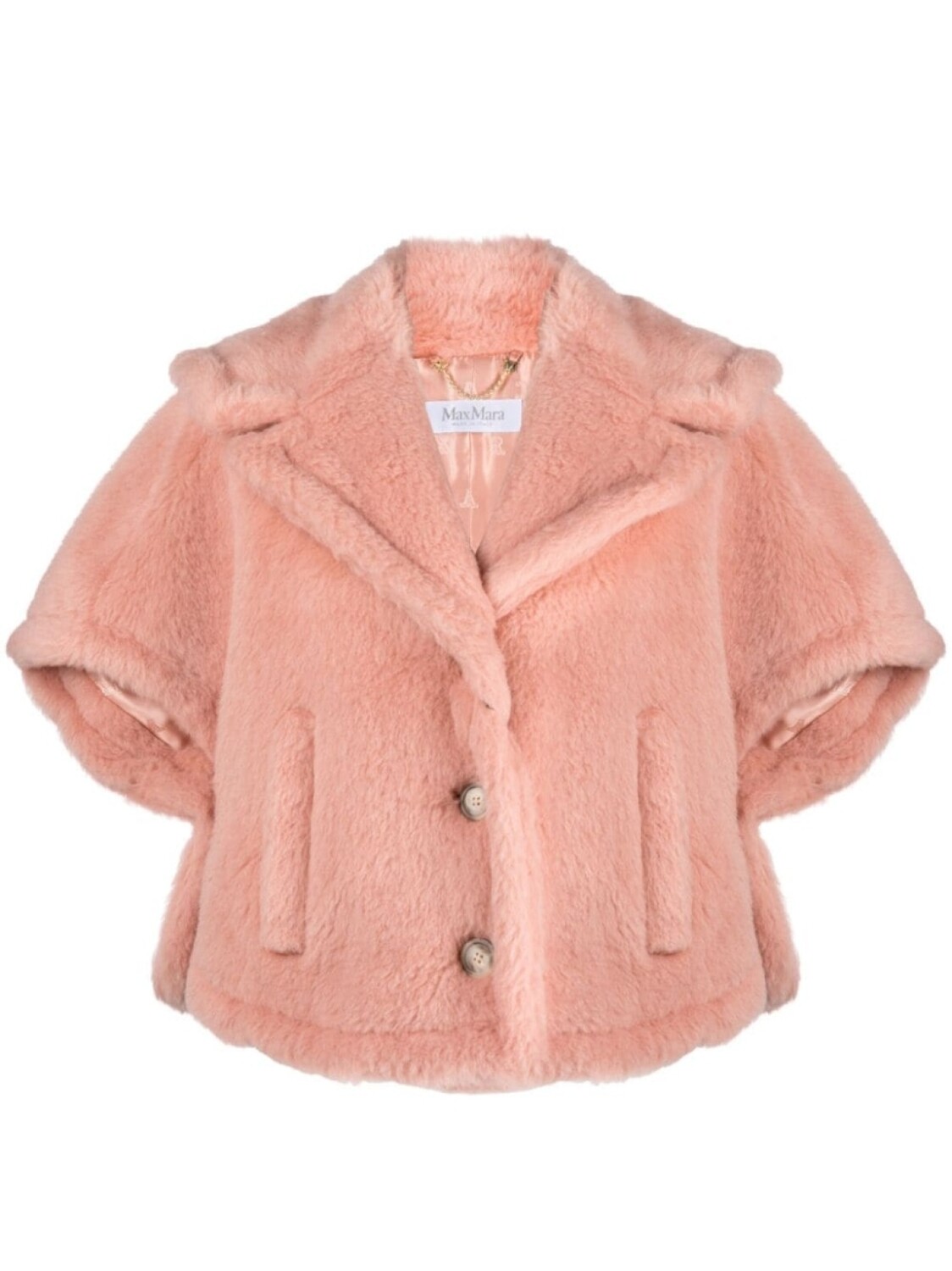 Max Mara шерстяной шуба с короткими рукавами, розовый