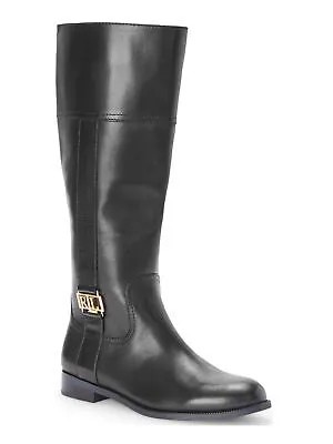 Женские кожаные ботинки для верховой езды RALPH LAUREN Black Logo Berdie с круглым носком 6.5 B