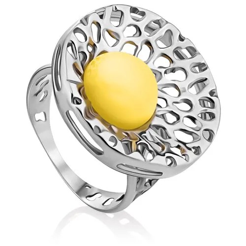 Amberholl Нежное кольцо с натуральным янтарём медового цвета «Венера»