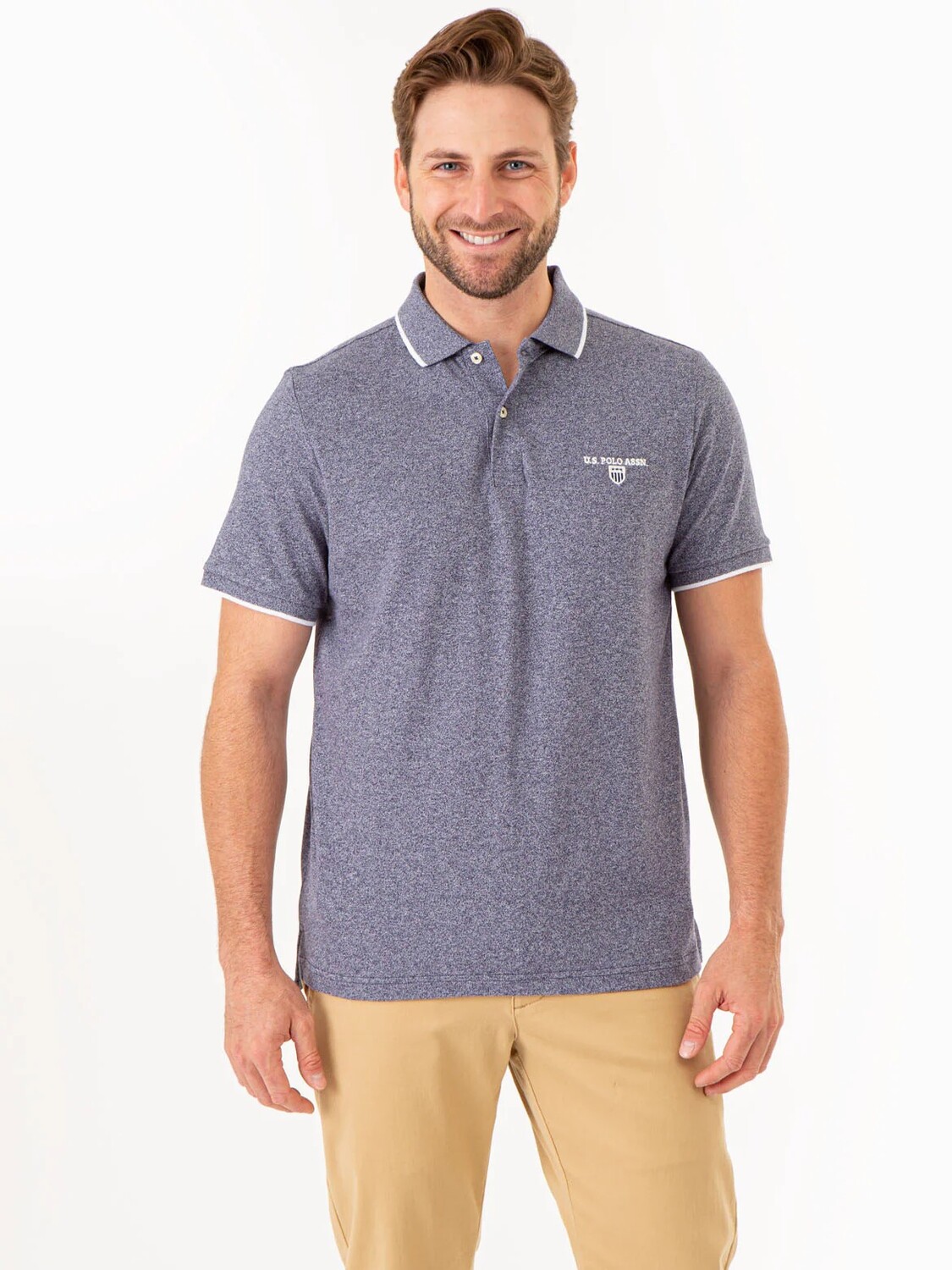 Футболка поло U.S. Polo Assn. Marled Yarn With Embroidered Crest, темно-синий