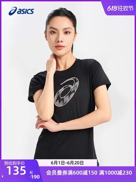 Футболка женская Asics с круглым вырезом, черный