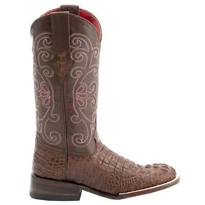 Коричневые женские классические ботинки Ferrini Italia Stampede из крокодиловой кожи с квадратным носком 90