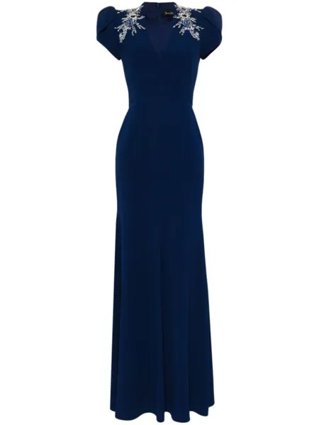 Jenny Packham вечернее платье Aries с кристаллами, синий