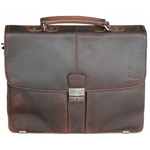 Кожаный мужской портфель с замком LINDENMANN размер: цвет: Коричневый арт. 80110-23