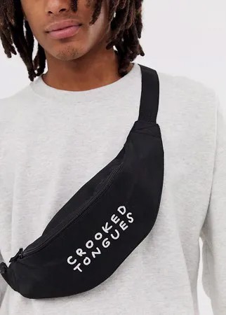Черная сумка-кошелек на пояс с логотипом Crooked Tongues-Черный