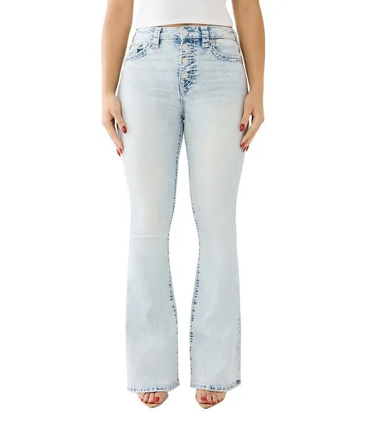 Джинсы-клеш True Religion Charlie с высокой посадкой и супервинтажем, синий