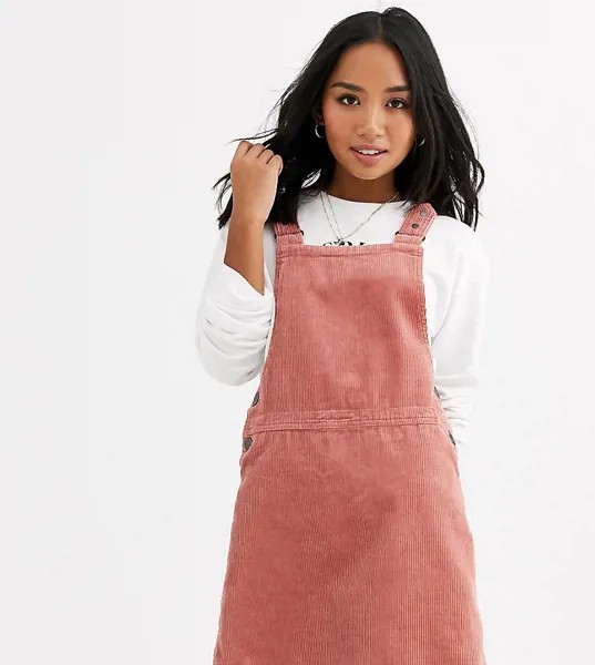 Розовое вельветовое платье-сарафан New Look Petite-Розовый