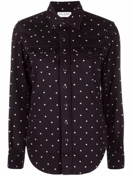 Рубашка в горох Saint Laurent, синий