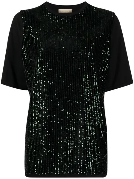 Футболка с пайетками Elie Saab, черный