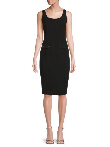 Платье-футляр длиной до колена из однотонного крепа Karl Lagerfeld Paris, черный