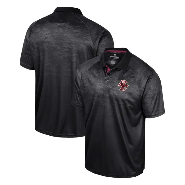 Мужская черная рубашка-поло реглан Boston College Eagles Honeycomb Colosseum