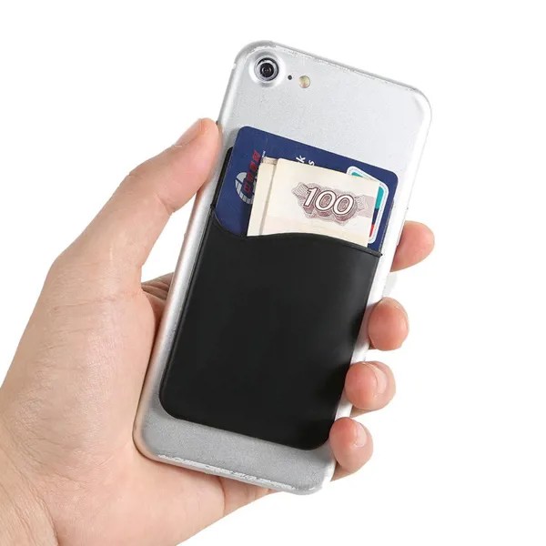 Черный силиконовый держатель кредитной карты сотовый телефон кошелек карманная клейкая наклейка