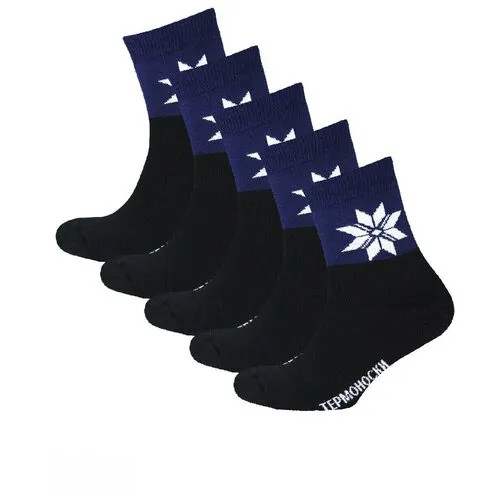 Носки STATUS, 140 den, 5 пар, размер 36-39, черный, синий