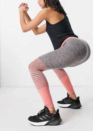 Серо-розовые бесшовные леггинсы с эффектом омбре HIIT Kerenza-Серый
