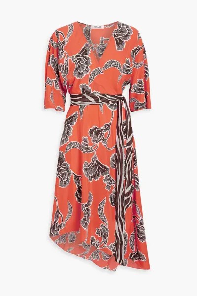 Платье Eloise из крепдешина с запахом и принтом DIANE VON FURSTENBERG, красный