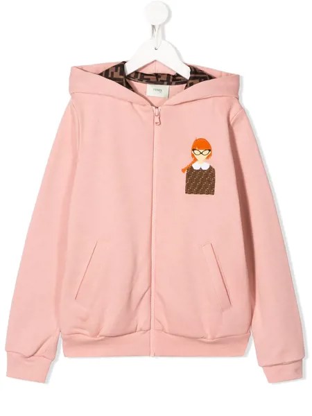 Fendi Kids худи на молнии с логотипом FF