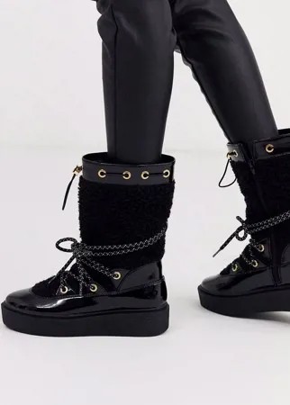 Черные зимние ботинки из искусственного меха ASOS DESIGN Arctic-Черный