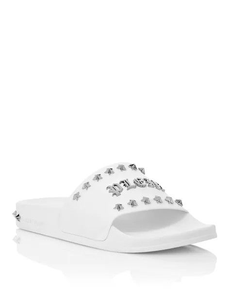 Резиновые сандалии на плоской подошве Gothic Plein Philipp Plein, белый
