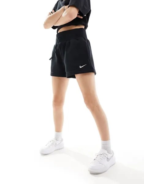 Черные шорты с высокой посадкой из флиса Nike Phoenix Fleece