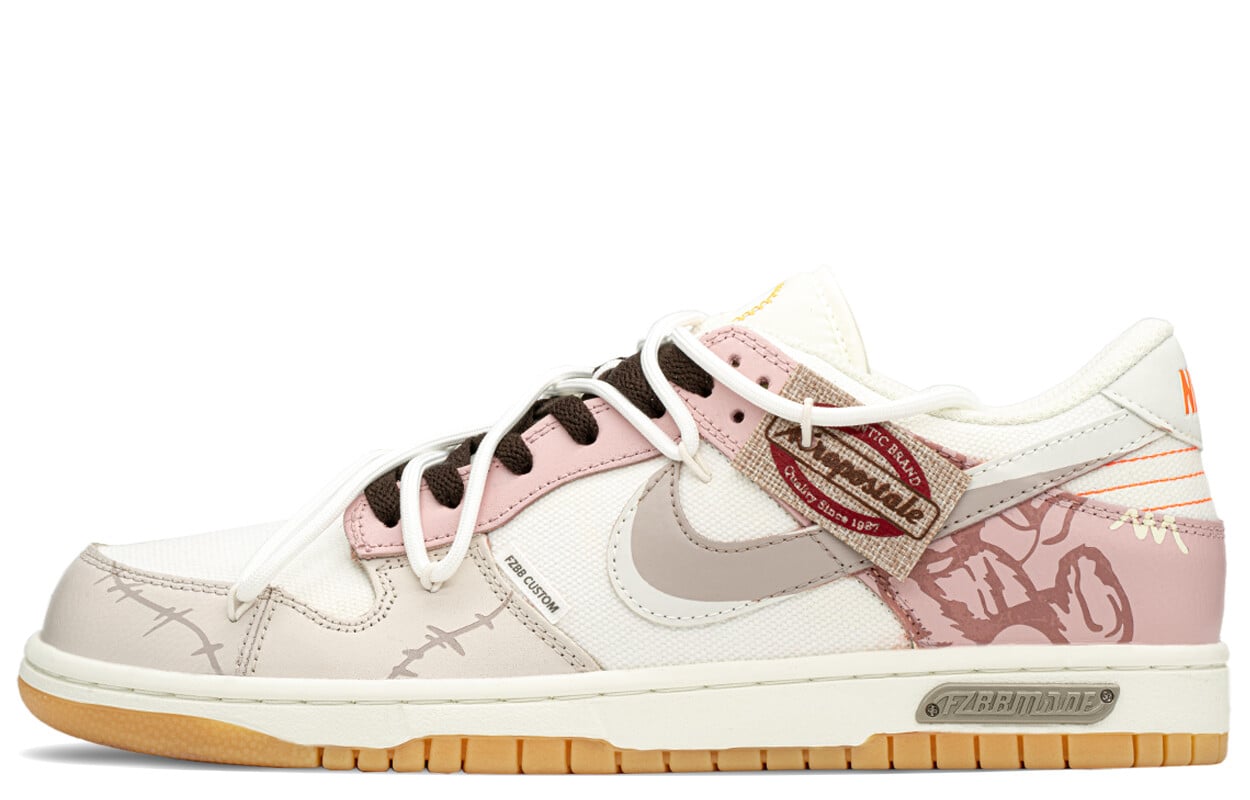 Кроссовки Nike Dunk Skateboarding Shoes Unisex Low-top Beige/Pink, хаки
