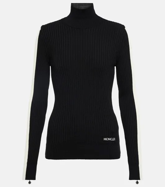 Свитер с высоким воротником из натуральной шерсти MONCLER, черный