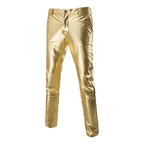 Модные мужские штаны из искусственной кожи высокого качества 2022, мужские джоггеры, уличные облегающие брюки золотистого/серебристого/черн...