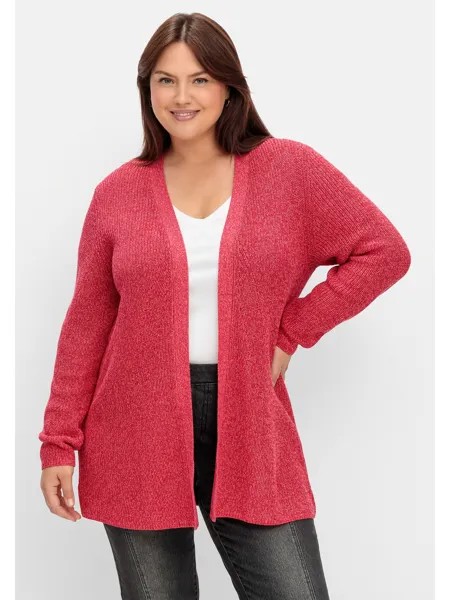 Кардиган sheego Longstrickjacke, цвет magenta meliert