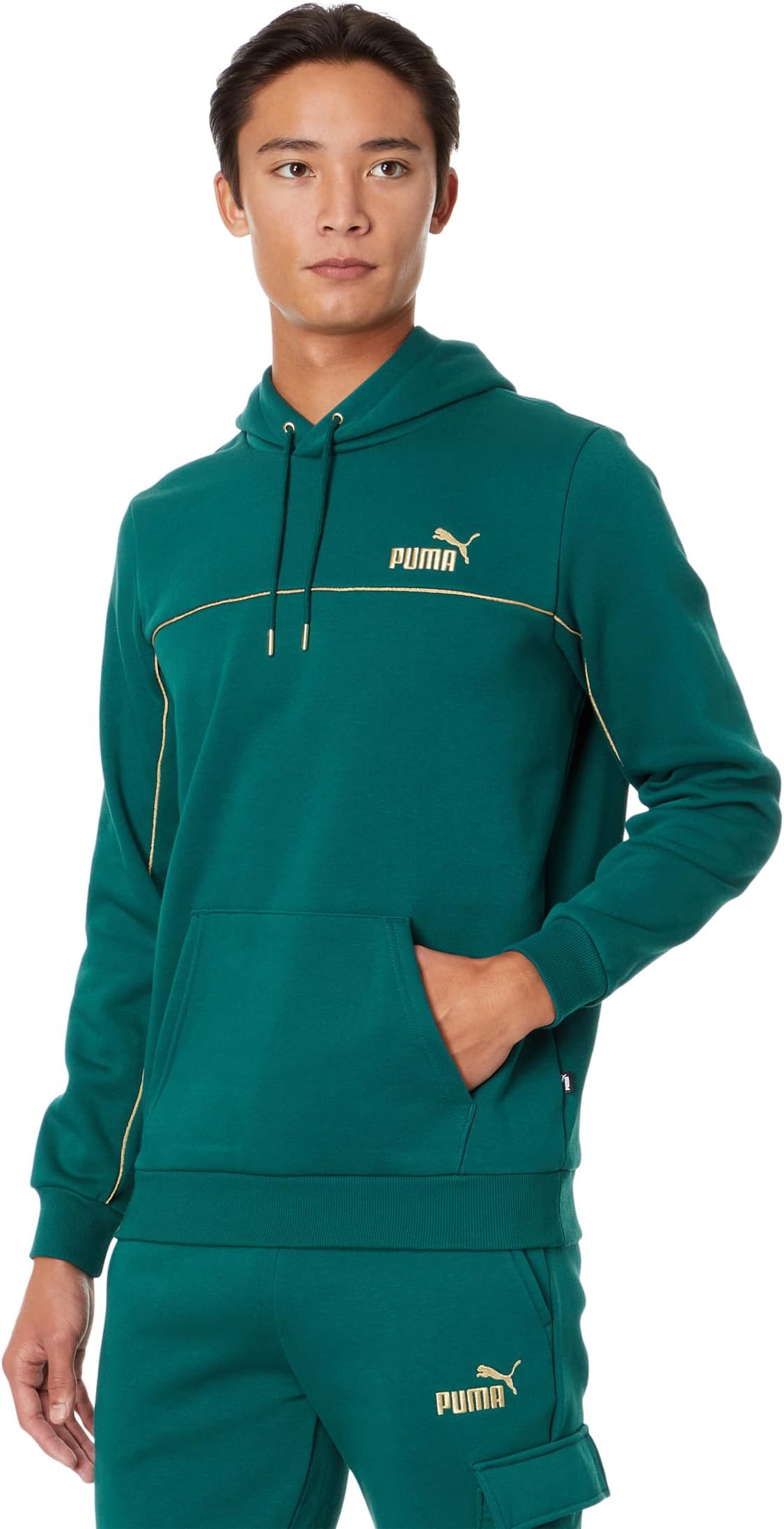 Толстовка с капюшоном Essentials+ золотого цвета в минималистском стиле PUMA, цвет Malachite