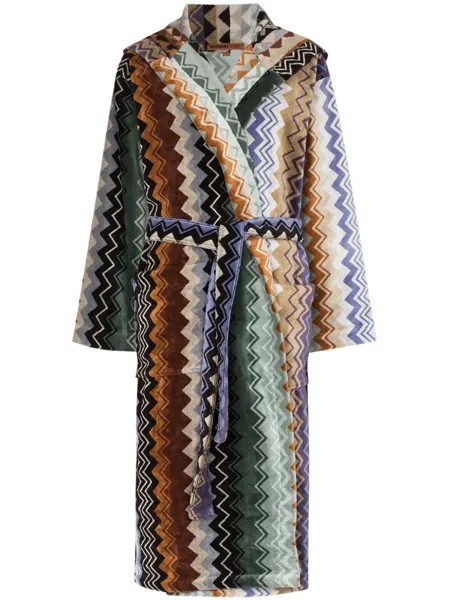 Missoni Home халат Giacomo с капюшоном и поясом, синий