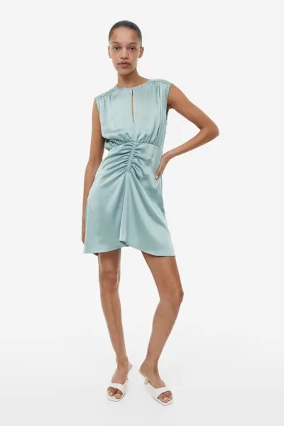 Атласное платье с драпировкой H&M, светло-бирюзовый