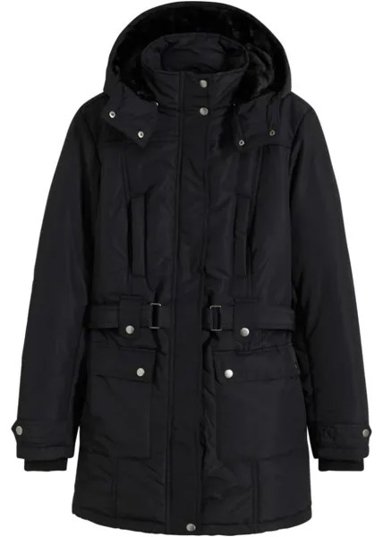 Зимняя куртка с капюшоном из искусственного меха John Baner Jeanswear, черный