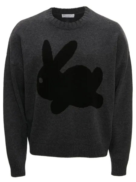 JW Anderson джемпер с круглым вырезом и принтом, серый