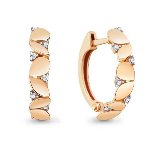 Серьги золото, 585 проба, фианит
