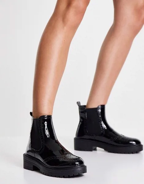 Черные ботинки челси на плоской массивной подошве New Look-Черный цвет