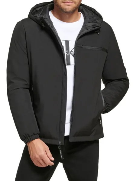 Куртка с капюшоном и логотипом Calvin Klein, черный