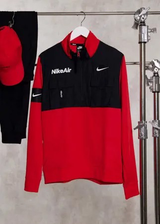 Флисовый свитшот красного цвета с короткой молнией Nike Air-Черный цвет