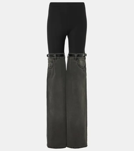 Прямые брюки с джинсовыми вставками Coperni, цвет black-grey