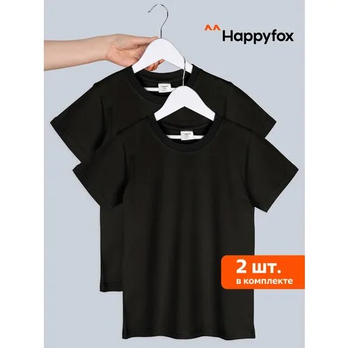Футболка HappyFox, комплект из 2 шт., размер 164, черный