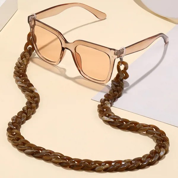 Солнцезащитные очки с тонированными линзами в геометрической оправе & Цепочка для солнцезащитных очков